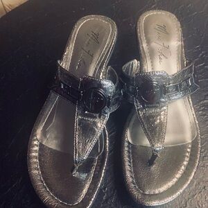 Marc fisher gun metal sandals